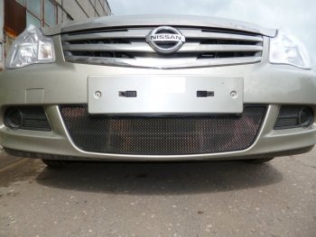 2 999 р. Защитная сетка в бампер (низ, ячейка 3х7 мм) Стрелка11 Стандарт Nissan Almera G15 седан (2012-2019) (Чёрная)  с доставкой в г. Пермь. Увеличить фотографию 3
