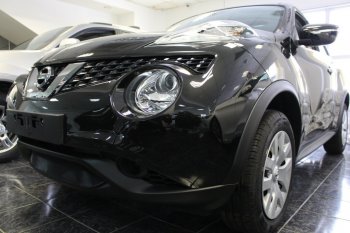 2 999 р. Защитная сетка в бампер (низ, ячейка 3х7 мм) Стрелка11 Стандарт Nissan Juke 1 YF15 рестайлинг (2014-2020) (Чёрная)  с доставкой в г. Пермь. Увеличить фотографию 3