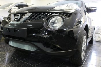 3 179 р. Защитная сетка в бампер (низ, ячейка 3х7 мм) Стрелка11 Стандарт  Nissan Juke  1 YF15 (2014-2020) рестайлинг (Хром)  с доставкой в г. Пермь. Увеличить фотографию 3