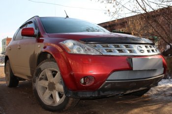 3 299 р. Защитная сетка в бампер (низ, ячейка 3х7 мм) Стрелка11 Стандарт Nissan Murano 1 Z50 (2002-2009) (Хром)  с доставкой в г. Пермь. Увеличить фотографию 3