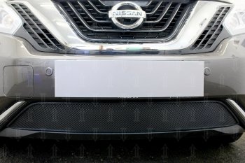 3 699 р. Защитная сетка в бампер (низ, ячейка 3х7 мм) Стрелка11 Стандарт Nissan Murano 3 Z52 дорестайлинг (2015-2022) (Чёрная)  с доставкой в г. Пермь. Увеличить фотографию 2