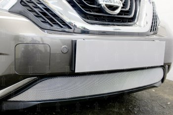 3 899 р. Защитная сетка в бампер (низ, ячейка 3х7 мм) Стрелка11 Стандарт Nissan Murano 3 Z52 дорестайлинг (2015-2022) (Хром)  с доставкой в г. Пермь. Увеличить фотографию 2