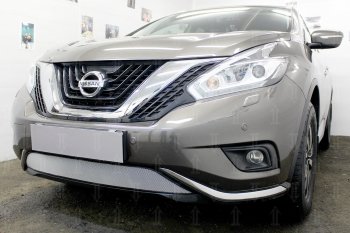 3 899 р. Защитная сетка в бампер (низ, ячейка 3х7 мм) Стрелка11 Стандарт Nissan Murano 3 Z52 дорестайлинг (2015-2022) (Хром)  с доставкой в г. Пермь. Увеличить фотографию 4