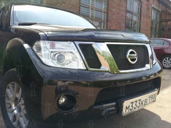 2 899 р. Защитная сетка в бампер (низ, ячейка 3х7 мм) Стрелка11 Стандарт Nissan Navara 2 D40 рестайлинг (2010-2016) (Чёрная)  с доставкой в г. Пермь. Увеличить фотографию 3