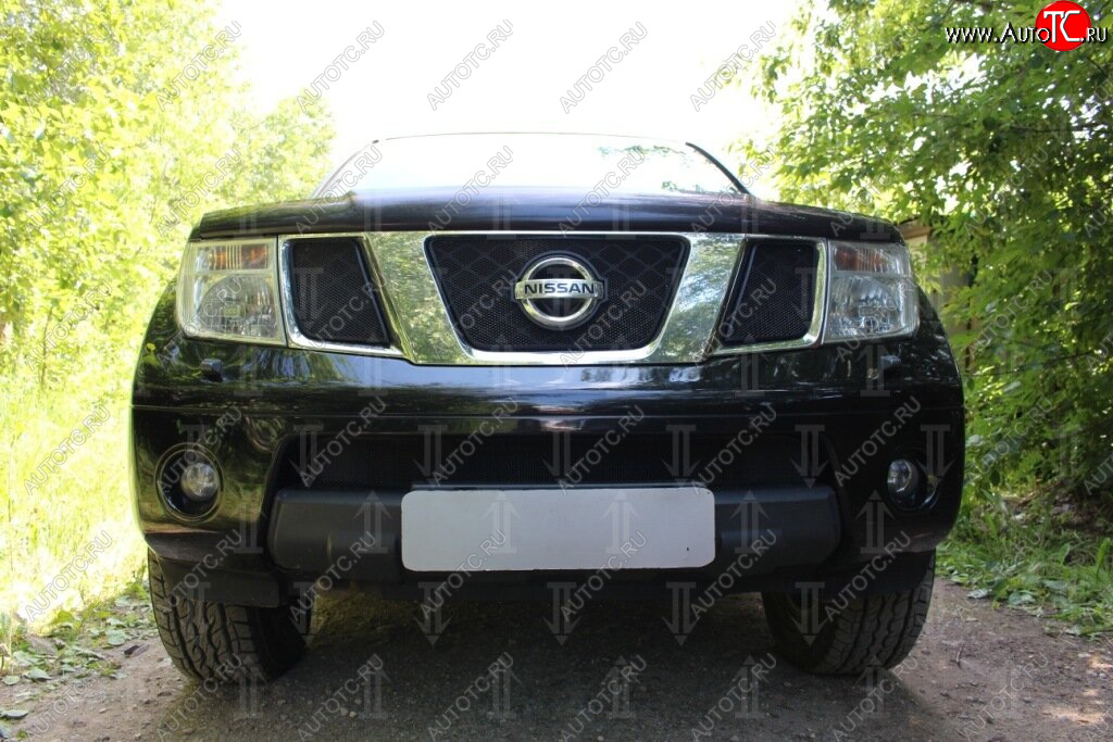 2 899 р. Защитная сетка в бампер (низ, ячейка 3х7 мм) Стрелка11 Стандарт Nissan Pathfinder R51 дорестайлинг (2004-2007) (Чёрная)  с доставкой в г. Пермь