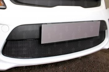 4 299 р. Защитная сетка в бампер (низ, ячейка 4х10 мм) Alfeco Премиум  KIA Rio  4 YB (2017-2020) дорестайлинг, хэтчбэк (Чёрная)  с доставкой в г. Пермь. Увеличить фотографию 4