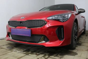 4 099 р. Защитная сетка в бампер (низ, ячейка 4х10 мм) Alfeco Премиум  KIA Stinger (2017-2025) (Чёрная)  с доставкой в г. Пермь. Увеличить фотографию 3