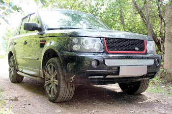 4 649 р. Защитная сетка в бампер (низ, ячейка 4х10 мм) Alfeco Премиум  Land Rover Range Rover Sport  1 L320 (2005-2009) дорестайлинг (Хром)  с доставкой в г. Пермь. Увеличить фотографию 4