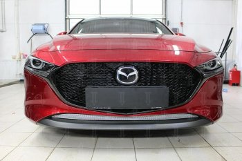3 879 р. Защитная сетка в бампер (низ, ячейка 4х10 мм) Alfeco Премиум Mazda 3/Axela BP хэтчбэк (2019-2025) (Хром)  с доставкой в г. Пермь. Увеличить фотографию 2
