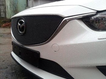 4 299 р. Защитная сетка в бампер (низ, ячейка 4х10 мм) Alfeco Премиум Mazda 6 GJ дорестайлинг седан (2012-2015) (Чёрная)  с доставкой в г. Пермь. Увеличить фотографию 3