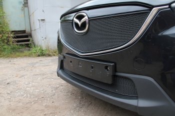 4 299 р. Защитная сетка в бампер (низ, ячейка 4х10 мм) Alfeco Премиум Mazda CX-5 KE дорестайлинг (2011-2014) (Чёрная)  с доставкой в г. Пермь. Увеличить фотографию 2
