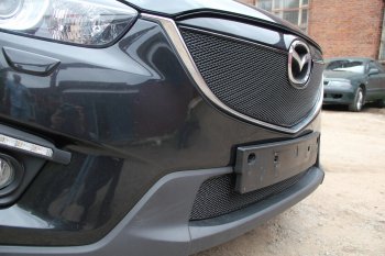 4 299 р. Защитная сетка в бампер (низ, ячейка 4х10 мм) Alfeco Премиум Mazda CX-5 KE дорестайлинг (2011-2014) (Чёрная)  с доставкой в г. Пермь. Увеличить фотографию 3