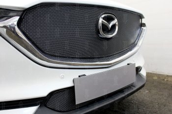6 299 р. Защитная сетка в бампер (верх, ячейка 4х10 мм) Alfeco Премиум  Mazda CX-5  KF (2016-2025) (Чёрная)  с доставкой в г. Пермь. Увеличить фотографию 3