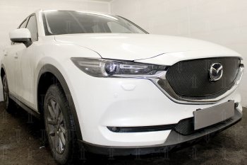 6 299 р. Защитная сетка в бампер (верх, ячейка 4х10 мм) Alfeco Премиум  Mazda CX-5  KF (2016-2025) (Чёрная)  с доставкой в г. Пермь. Увеличить фотографию 4