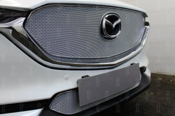 6 249 р. Защитная сетка в бампер (верх, ячейка 4х10 мм) Alfeco Премиум  Mazda CX-5  KF (2016-2025) (Хром)  с доставкой в г. Пермь. Увеличить фотографию 3