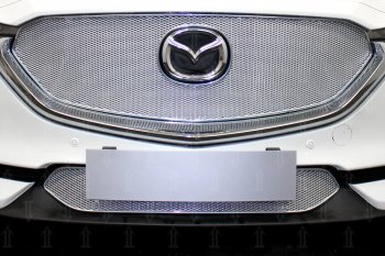 Защитная сетка в бампер (низ, ячейка 4х10 мм) Alfeco Премиум Mazda CX-5  KF (2016-2025) (Хром)