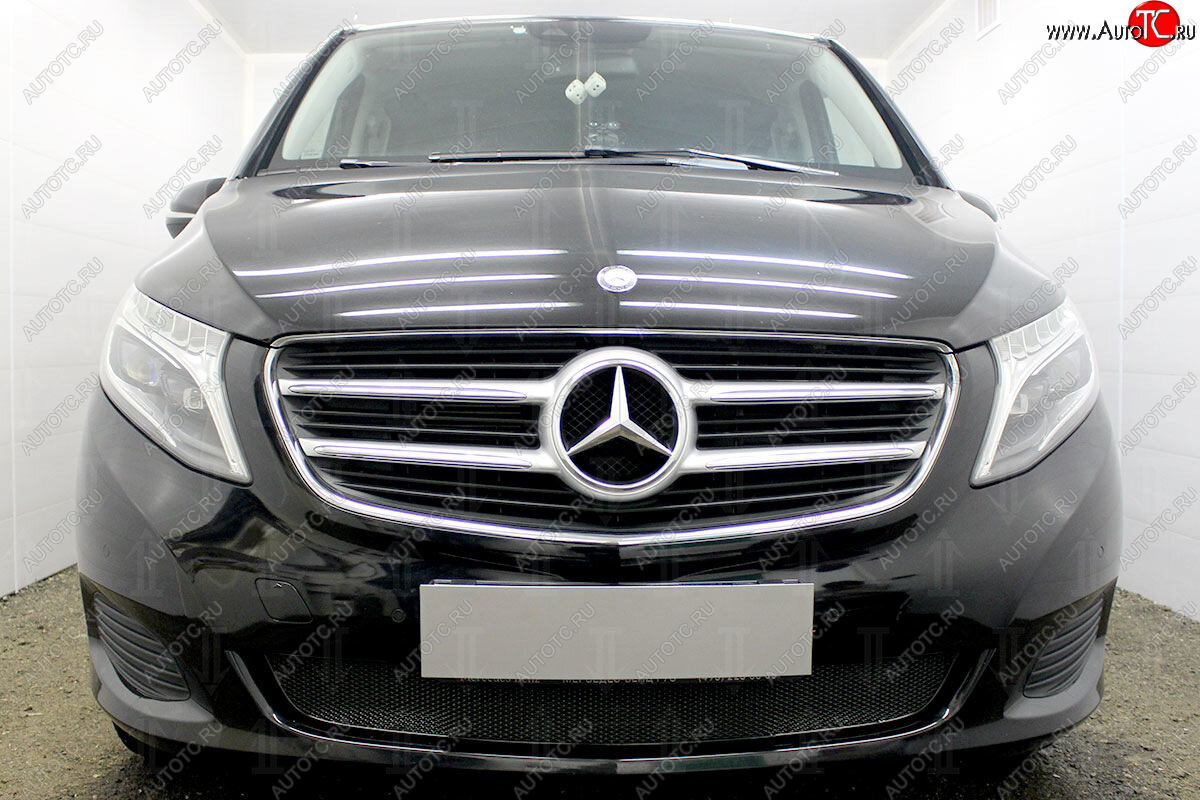 4 199 р. Защитная сетка в бампер (низ, ячейка 4х10 мм) Alfeco Премиум Mercedes-Benz Vito W447 дорестайлинг (2015-2020) (Чёрная)  с доставкой в г. Пермь