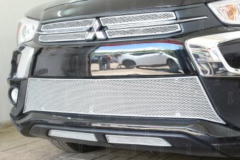4 999 р. Защитная сетка в бампер (середина, ячейка 4х10 мм) Alfeco Премиум  Mitsubishi ASX (2017-2020) 2-ой рестайлинг (Хром)  с доставкой в г. Пермь. Увеличить фотографию 3