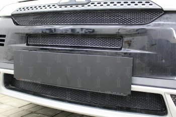 9 599 р. Защитная сетка в бампер (3 части, ячейка 4х10 мм) Alfeco Премиум Mitsubishi Outlander GF 3-ий рестайлинг (2018-2022) (Чёрная)  с доставкой в г. Пермь. Увеличить фотографию 3
