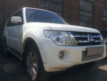 4 649 р. Защитная сетка в бампер (низ, ячейка 3х7 мм) Стрелка11 Премиум  Mitsubishi Pajero ( 4 V90,  4 V80) (2011-2015) 1-ый рестайлинг, 3 дв. 1-ый рестайлинг (Хром)  с доставкой в г. Пермь. Увеличить фотографию 2