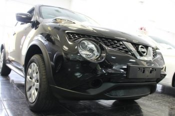 3 599 р. Защитная сетка в бампер (верх, ячейка 3х7 мм) Стрелка11 Премиум  Nissan Juke  1 YF15 (2014-2020) рестайлинг (Чёрная)  с доставкой в г. Пермь. Увеличить фотографию 2
