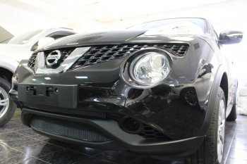 4 299 р. Защитная сетка в бампер (низ, ячейка 4х10 мм) Стрелка11 Премиум  Nissan Juke  1 YF15 (2014-2020) рестайлинг (Чёрная)  с доставкой в г. Пермь. Увеличить фотографию 3