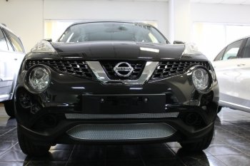 Защитная сетка в бампер (низ, ячейка 3х7 мм) Стрелка11 Стандарт Nissan Juke  1 YF15 (2014-2020) рестайлинг (Хром)