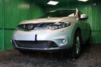 4 299 р. Защитная сетка в бампер (низ, ячейка 4х10 мм) Стрелка11 Премиум  Nissan Murano  2 Z51 (2010-2016) рестайлинг (Чёрная)  с доставкой в г. Пермь. Увеличить фотографию 2