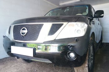 4 299 р. Защитная сетка в бампер (низ, ячейка 4х10 мм) Стрелка11 Премиум Nissan Patrol 6 Y62 дорестайлинг (2010-2014) (Чёрная)  с доставкой в г. Пермь. Увеличить фотографию 4