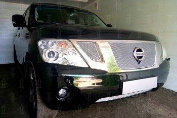 4 299 р. Защитная сетка в бампер (низ, ячейка 4х10 мм) Стрелка11 Премиум  Nissan Patrol  6 (2010-2014) Y62 дорестайлинг (Хром)  с доставкой в г. Пермь. Увеличить фотографию 3