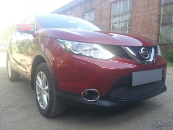 4 399 р. Защитная сетка в бампер (низ, ячейка 4х10 мм) Стрелка11 Премиум Nissan Qashqai 2 J11 дорестайлинг (2013-2019) (Чёрная)  с доставкой в г. Пермь. Увеличить фотографию 2