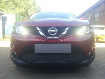 4 399 р. Защитная сетка в бампер (низ, ячейка 4х10 мм) Стрелка11 Премиум Nissan Qashqai 2 J11 дорестайлинг (2013-2019) (Чёрная)  с доставкой в г. Пермь. Увеличить фотографию 3