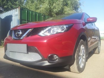 4 499 р. Защитная сетка в бампер (низ, ячейка 4х10 мм) Стрелка11 Премиум Nissan Qashqai 2 J11 дорестайлинг (2013-2019) (Хром)  с доставкой в г. Пермь. Увеличить фотографию 4
