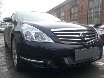 4 299 р. Защитная сетка в бампер (низ, ячейка 4х10 мм) Стрелка11 Премиум Nissan Teana 2 J32 рестайлинг (2011-2014) (Хром)  с доставкой в г. Пермь. Увеличить фотографию 2