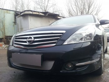 4 299 р. Защитная сетка в бампер (низ, ячейка 4х10 мм) Стрелка11 Премиум Nissan Teana 2 J32 рестайлинг (2011-2014) (Хром)  с доставкой в г. Пермь. Увеличить фотографию 3