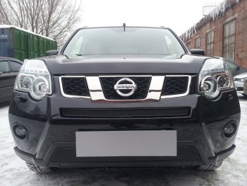 4 299 р. Защитная сетка в бампер (низ, ячейка 4х10 мм) Стрелка11 Премиум  Nissan X-trail  2 T31 (2010-2015) рестайлинг (Чёрная)  с доставкой в г. Пермь. Увеличить фотографию 2