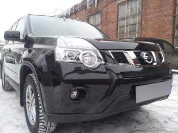 4 299 р. Защитная сетка в бампер (низ, ячейка 4х10 мм) Стрелка11 Премиум  Nissan X-trail  2 T31 (2010-2015) рестайлинг (Чёрная)  с доставкой в г. Пермь. Увеличить фотографию 4