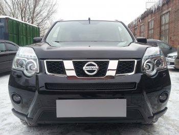 4 299 р. Защитная сетка в бампер (низ, ячейка 4х10 мм) Стрелка11 Премиум  Nissan X-trail  2 T31 (2010-2015) рестайлинг (Чёрная)  с доставкой в г. Пермь. Увеличить фотографию 3