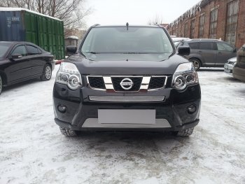 4 549 р. Защитная сетка в бампер (низ, ячейка 4х10 мм) Стрелка11 Премиум Nissan X-trail 2 T31 рестайлинг (2010-2015) (Хром)  с доставкой в г. Пермь. Увеличить фотографию 2
