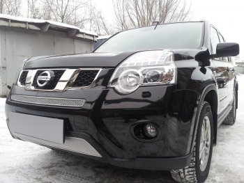 4 549 р. Защитная сетка в бампер (низ, ячейка 4х10 мм) Стрелка11 Премиум Nissan X-trail 2 T31 рестайлинг (2010-2015) (Хром)  с доставкой в г. Пермь. Увеличить фотографию 3