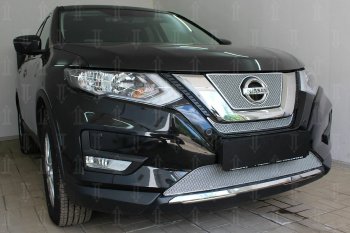 3 999 р. Защитная сетка в бампер (середина, ячейка 4х10 мм) Стрелка11 Премиум  Nissan X-trail  3 T32 (2017-2022) рестайлинг (Хром)  с доставкой в г. Пермь. Увеличить фотографию 3