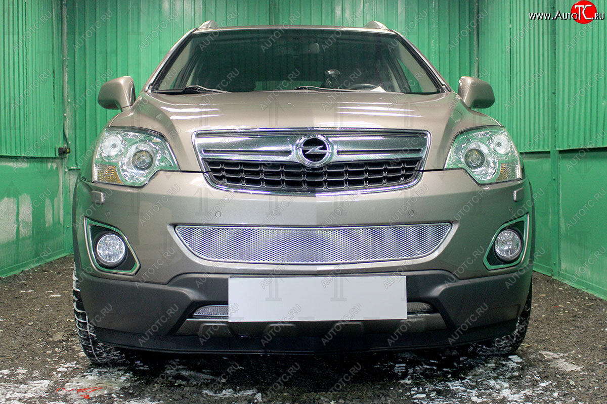 3 899 р. Защитная сетка в бампер (низ, ячейка 4х10 мм) Стрелка11 Премиум Opel Antara рестайлинг (2010-2015) (Хром)  с доставкой в г. Пермь