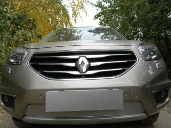 Защитная сетка в бампер (низ, ячейка 4х10 мм) Стрелка11 Премиум Renault Koleos 1 Phase 3 (2013-2016) (Хром)