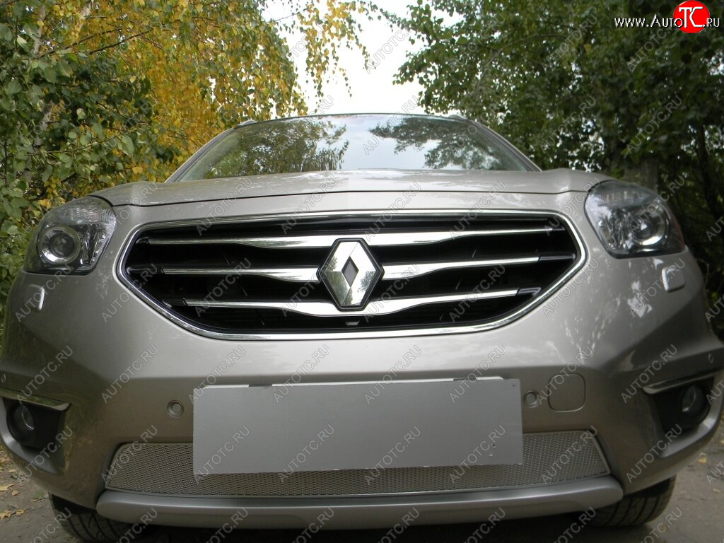 4 549 р. Защитная сетка в бампер (низ, ячейка 4х10 мм) Стрелка11 Премиум Renault Koleos 1 Phase 3 (2013-2016) (Хром)  с доставкой в г. Пермь