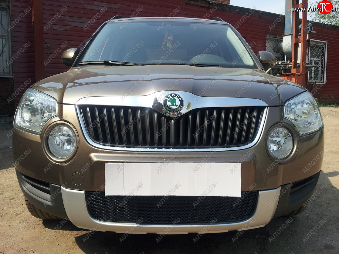 4 299 р. Защитная сетка в бампер (низ, ячейка 4х10 мм) Стрелка11 Премиум Skoda Yeti (2009-2013) (Чёрная)  с доставкой в г. Пермь