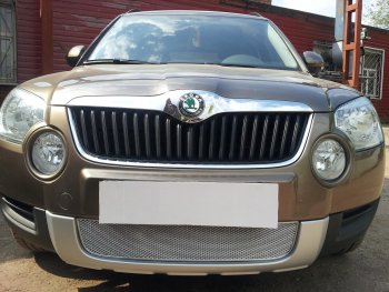 4 299 р. Защитная сетка в бампер (низ, ячейка 4х10 мм) Стрелка11 Премиум Skoda Yeti (2009-2013) (Хром)  с доставкой в г. Пермь. Увеличить фотографию 2
