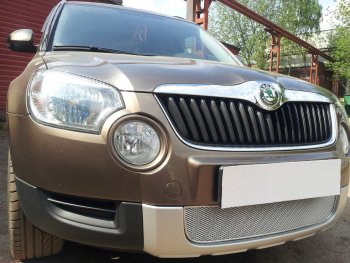 4 299 р. Защитная сетка в бампер (низ, ячейка 4х10 мм) Стрелка11 Премиум Skoda Yeti (2009-2013) (Хром)  с доставкой в г. Пермь. Увеличить фотографию 4
