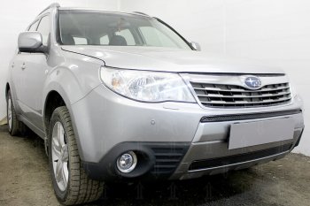 3 899 р. Защитная сетка в бампер (низ, ячейка 4х10 мм) Стрелка11 Премиум  Subaru Forester  SH (2008-2013) (Чёрная)  с доставкой в г. Пермь. Увеличить фотографию 4