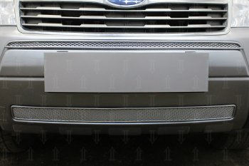 4 099 р. Защитная сетка в бампер (низ, ячейка 4х10 мм) Стрелка11 Премиум  Subaru Forester  SH (2008-2013) (Хром)  с доставкой в г. Пермь. Увеличить фотографию 2