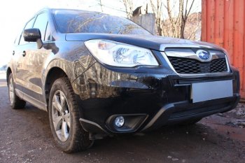 3 399 р. Защитная сетка в бампер (верх, ячейка 4х10 мм) Стрелка11 Премиум  Subaru Forester  SJ (2012-2016) дорестайлинг (Чёрная)  с доставкой в г. Пермь. Увеличить фотографию 2